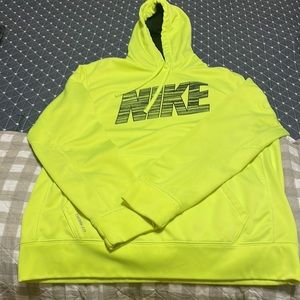 Nike therma-fit neon yellow hoodie, size large